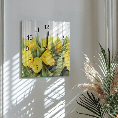 Négyzet alakú üvegóra Tulipánok