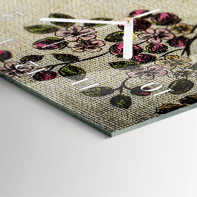 Négyszögletes fali üvegóra Virágminta