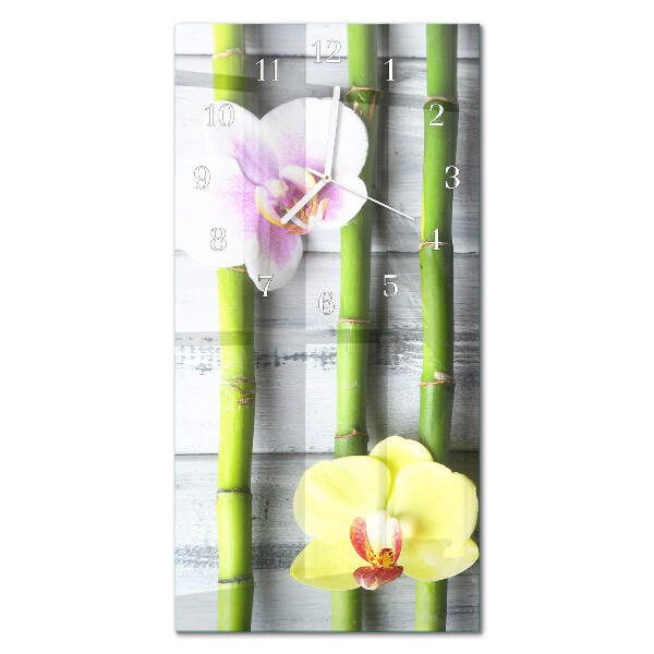 Négyszögletes fali üvegóra Orchidea bambusz