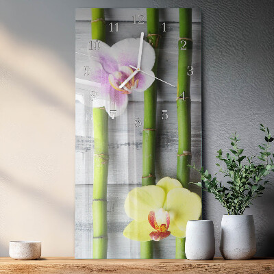Négyszögletes fali üvegóra Orchidea bambusz