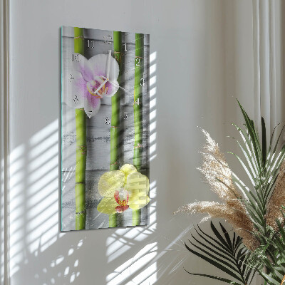 Négyszögletes fali üvegóra Orchidea bambusz