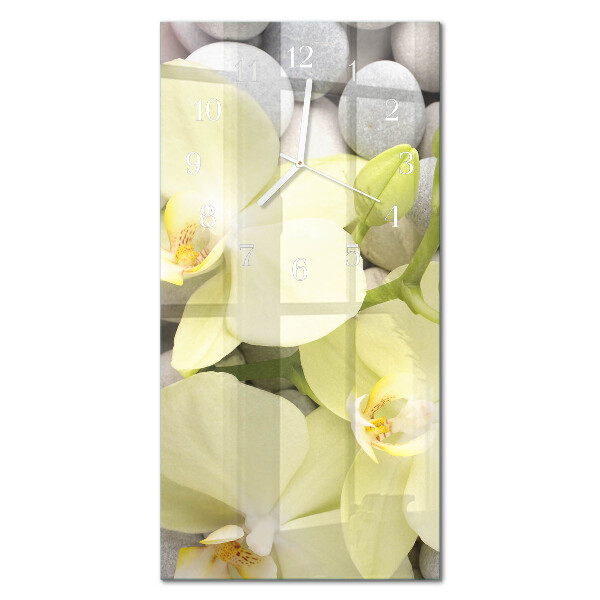 Négyszögletes fali üvegóra Orchidea kövek
