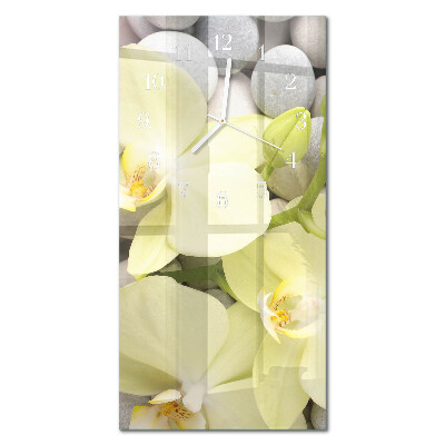 Négyszögletes fali üvegóra Orchidea kövek