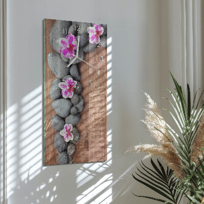 Függőleges üvegóra Orchidea kövek