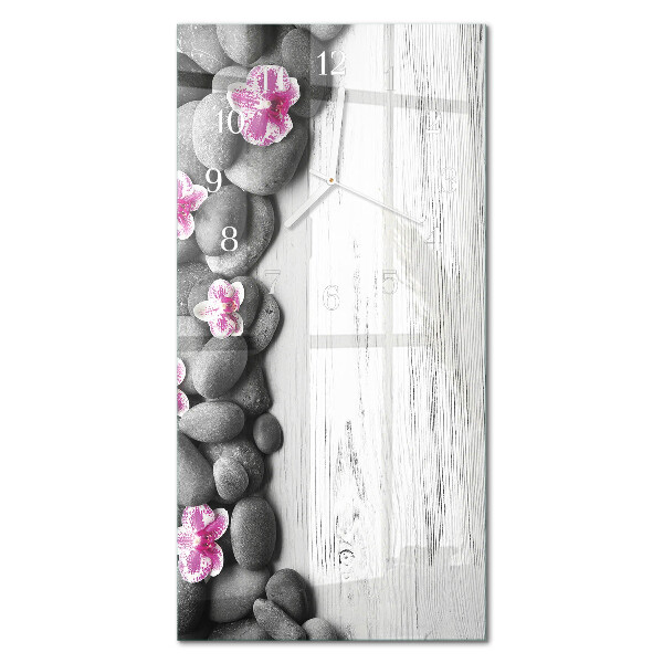 Négyszögletes fali üvegóra Orchidea kövek