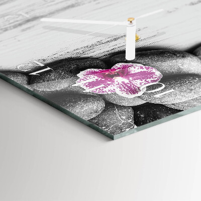 Négyszögletes fali üvegóra Orchidea kövek