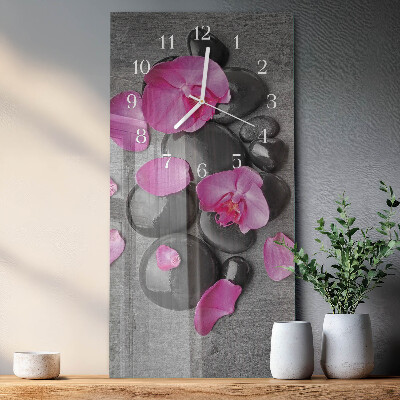 Függőleges üvegóra Orchidea kövek