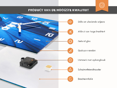 Négyszögletes fali üvegóra Hawaii virágok