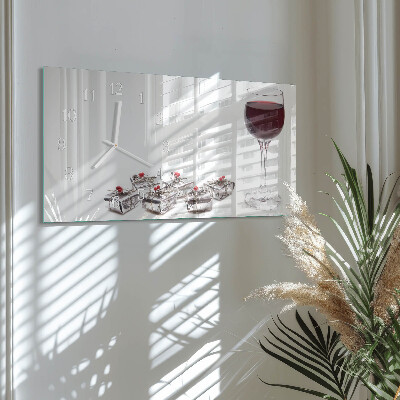 Téglalap alakú vízszintes üvegóra Borospohár