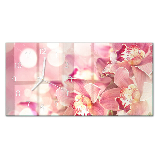 Téglalap alakú vízszintes üvegóra Orchideák