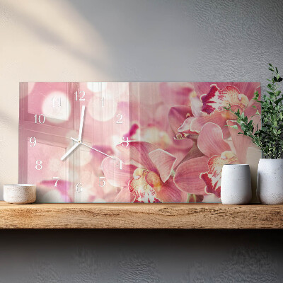 Téglalap alakú vízszintes üvegóra Orchideák