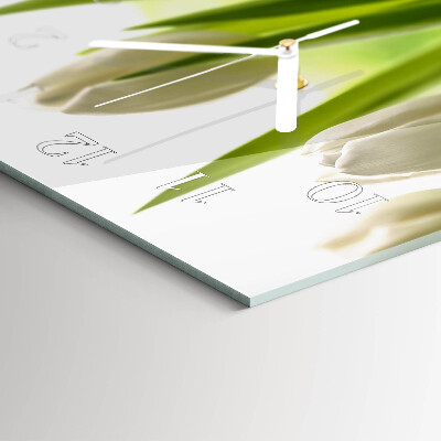 Négyszögletes üvegóra vízszintesen Fehér tulipánok