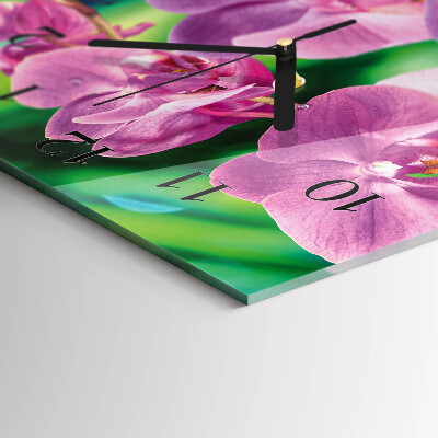 Négyszögletes fali üvegóra Orchideák