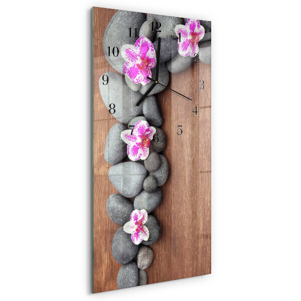 Négyszögletes fali üvegóra Orchidea kövek