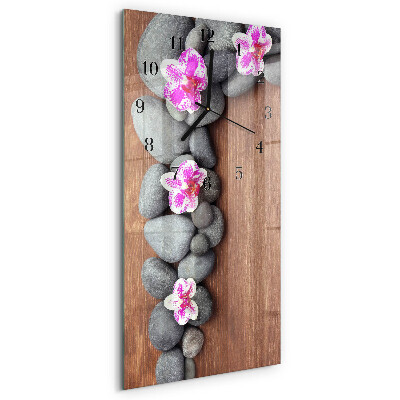 Négyszögletes fali üvegóra Orchidea kövek