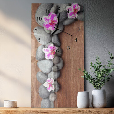 Négyszögletes fali üvegóra Orchidea kövek