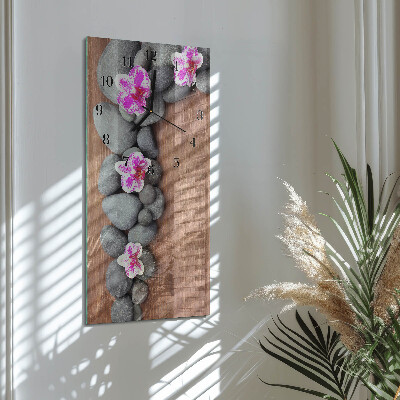Négyszögletes fali üvegóra Orchidea kövek