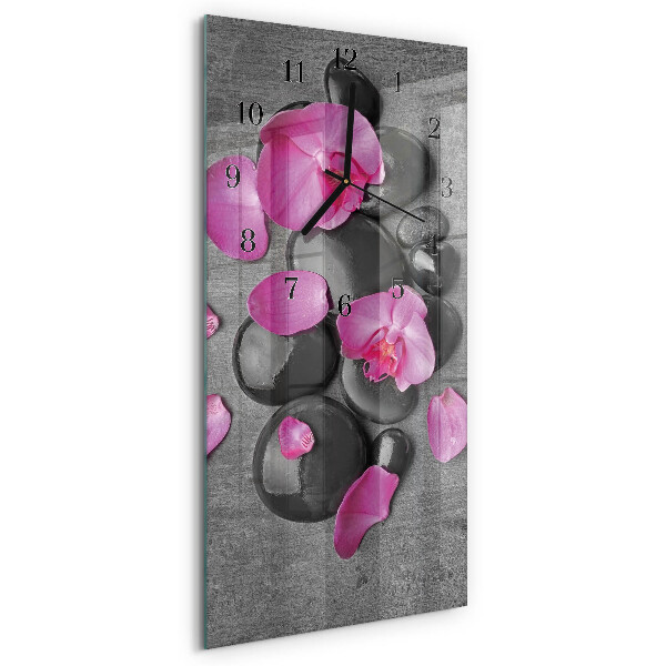Négyszögletes fali üvegóra Orchidea kövek