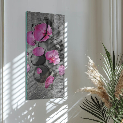 Négyszögletes fali üvegóra Orchidea kövek