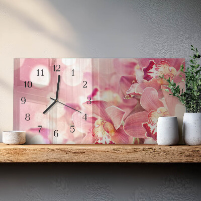 Négyszögletes üvegóra vízszintesen Orchideák