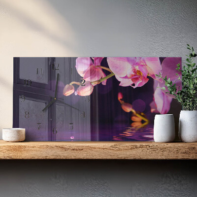Téglalap alakú vízszintes üvegóra Orchidea orchidea