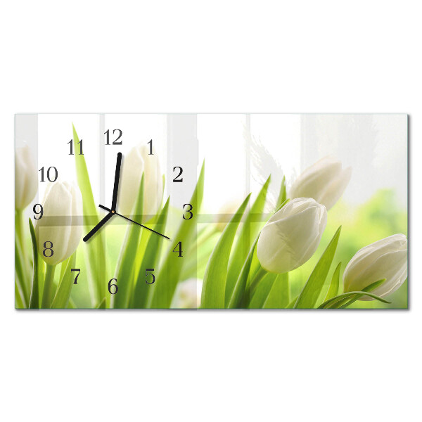 Téglalap alakú vízszintes üvegóra Fehér tulipánok