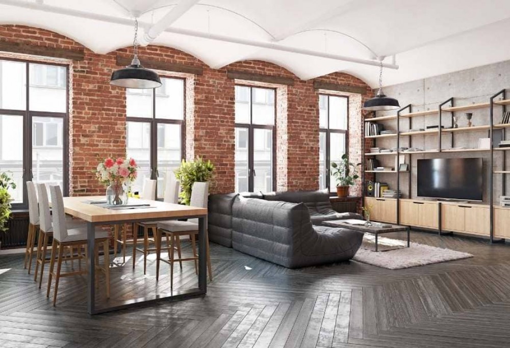 Loft stílusú nappali