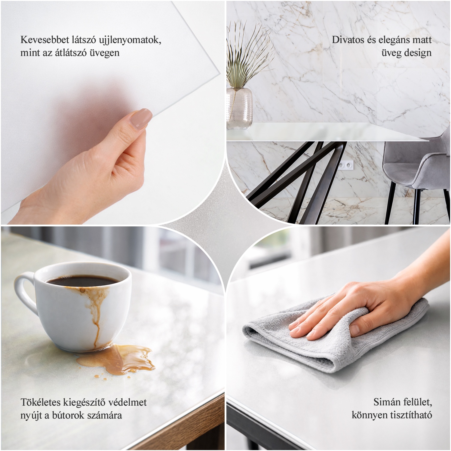 Üveglap asztalra előnyei