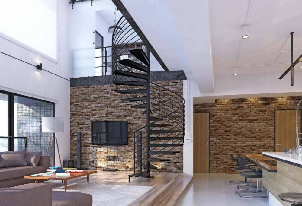 loft stílusú nappali kialakítás